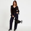 Blouse col claudine bas resserr&eacute; noir femme