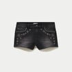 Short en jean avec broderie denim noir femme