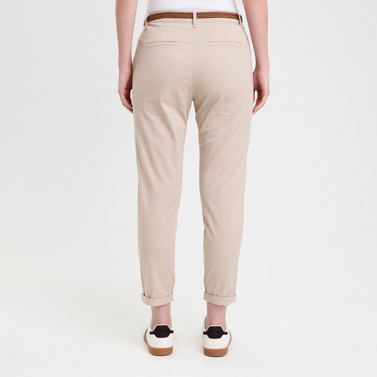 Pantalon chino 7/8&egrave;me beige femme