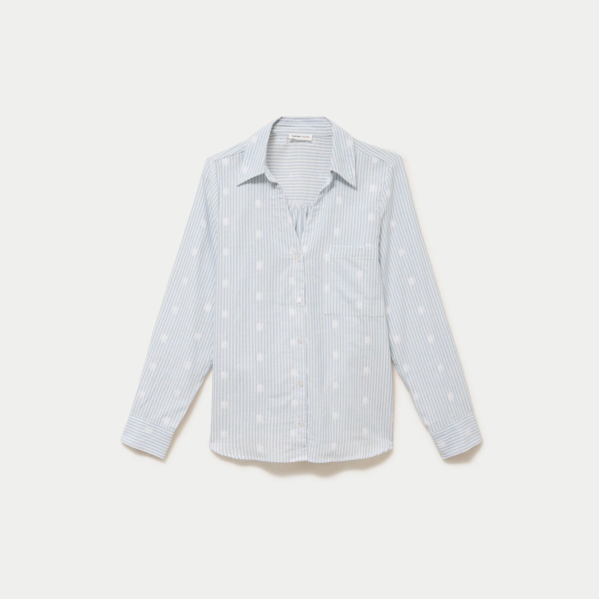 Chemise droite manches longues bleu clair femme