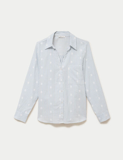 Chemise droite manches longues bleu clair femme