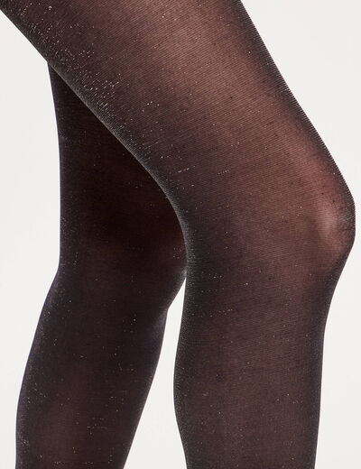 Collants fils m&eacute;tallis&eacute;s noir femme