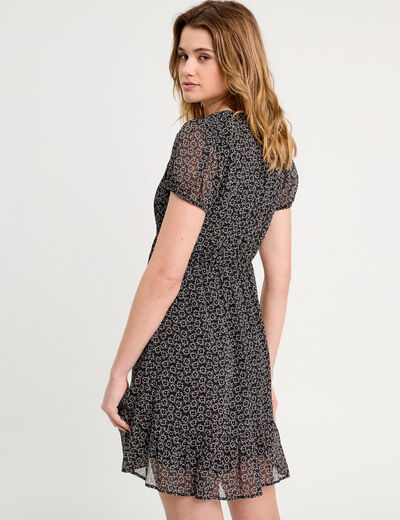 Robe &eacute;vas&eacute;e manches courtes noir femme