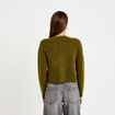 Gilet boutonn&eacute; manches longues vert olive femme