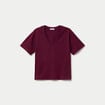 T-shirt col v manches courtes bordeaux femme