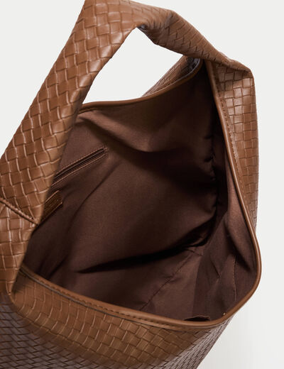 Sac tress&eacute; effet chin&eacute; camel femme