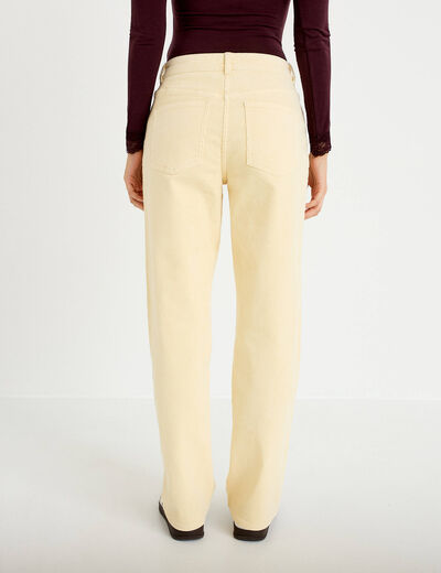 Pantalon droit en velours jaune femme
