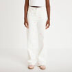 Jean wide leg taille haute &agrave; motif blanc femme