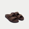 Mules d&eacute;tails clout&eacute;s marron fonc&eacute; femme