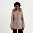 Manteau mi-long &agrave; capuche taupe femme