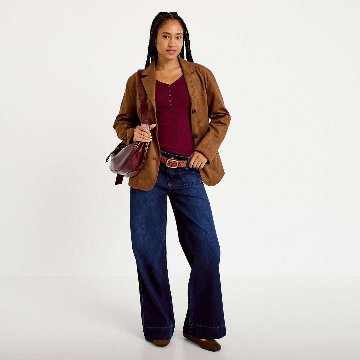 Jean bootcut ceinture amovible denim brut femme