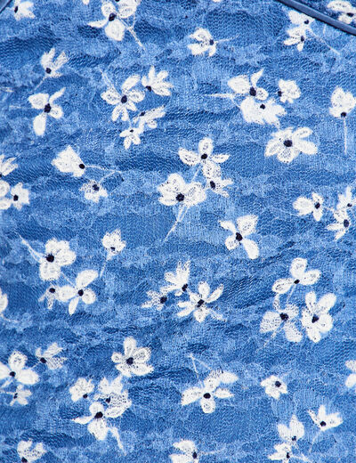 Robe ajust&eacute;e courte d&eacute;collet&eacute; dentelle bleu femme