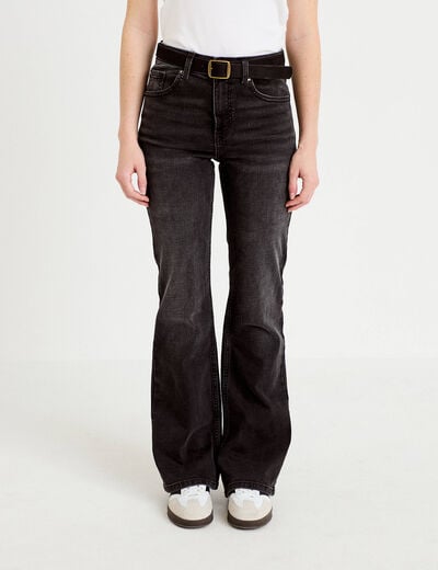 Jean bootcut avec ceinture amovible denim noir femme
