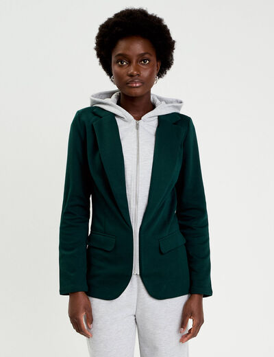 Veste blazer 2-en-1 gilet vert fonc&eacute; femme
