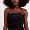 Bustier cropped fleurs en relief noir femme