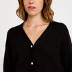 Gilet court ajust&eacute; col v manches longues noir femme
