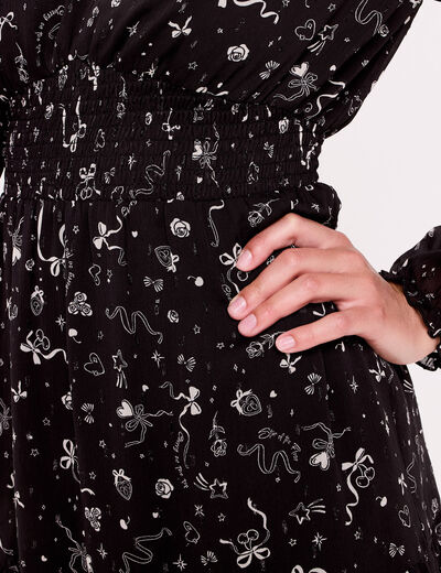 Robe &eacute;vas&eacute;e col v noir femme