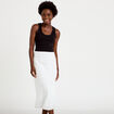 Jupe longue &eacute;vas&eacute;e pliss&eacute;e blanc femme