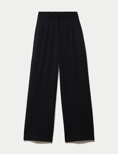 Pantalon bootcut taille haute en maille noir femme