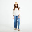Blouse col V manches 3/4 ecru femme