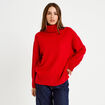 Pull col roul&eacute; manches longues rouge femme