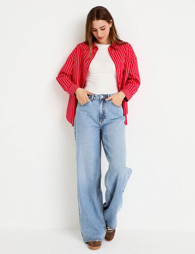 Chemise oversize manches longues rouge femme