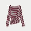 Top ajust&eacute; manches longues col rond rouge femme