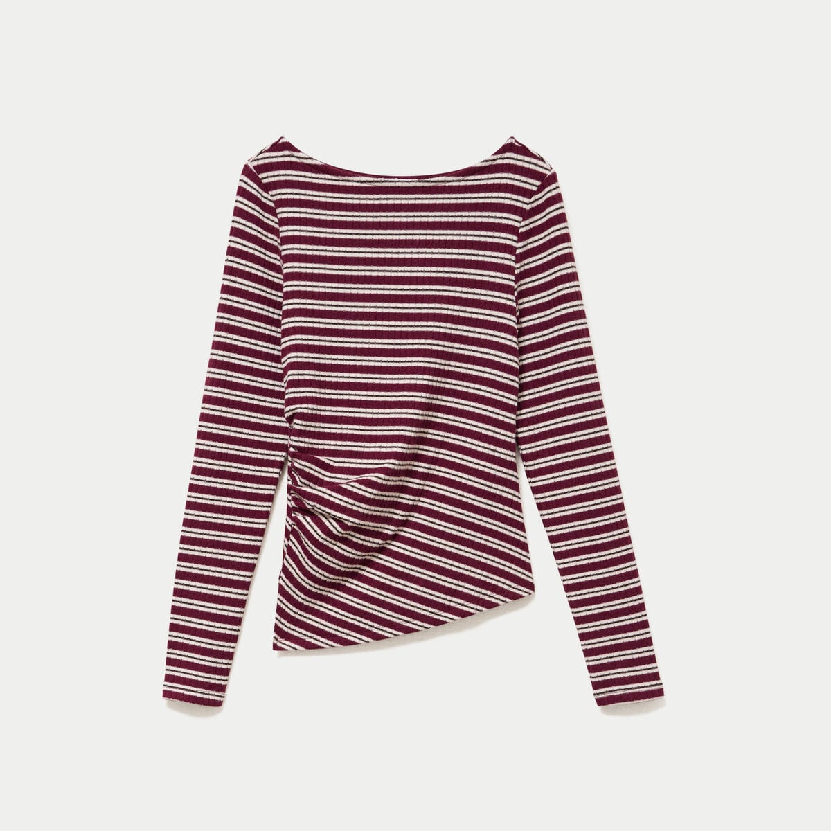 Top ajust&eacute; manches longues col rond rouge femme