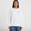 Sweat oversize col rond manches longues blanc femme