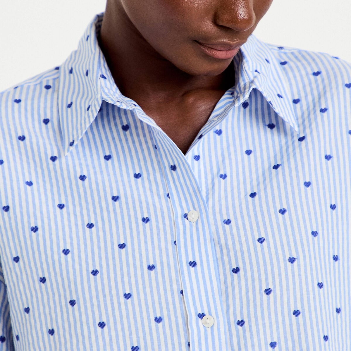 Chemise oversize manches longues bleu femme