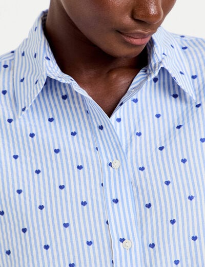 Chemise oversize manches longues bleu femme