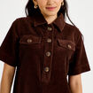 Robe courte droite en velours coton marron fonc&eacute; femme