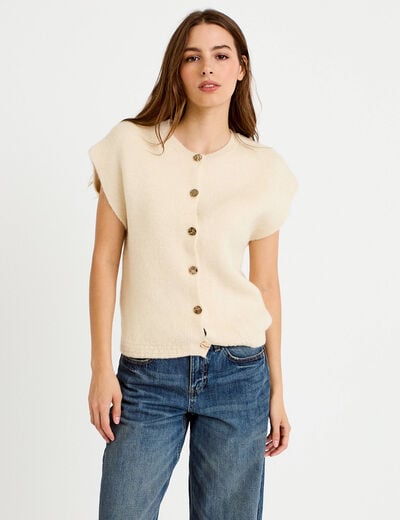 Gilet ample sans manches sable femme