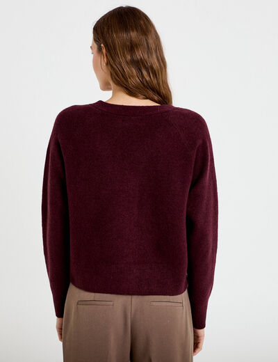 Gilet boutons coeur prune femme