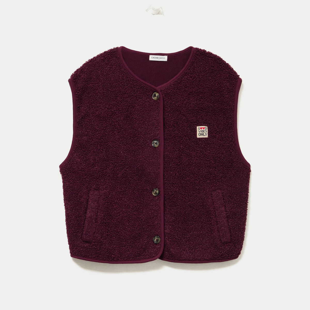 Veste sans manches fausse fourrure prune femme