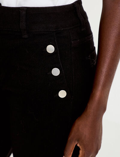 Jean wide leg cropped taille haute denim noir femme