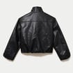 Veste oversize cropped similicuir noir femme