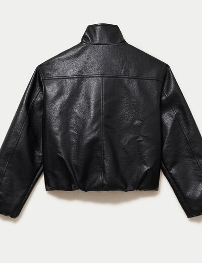 Veste oversize cropped similicuir noir femme
