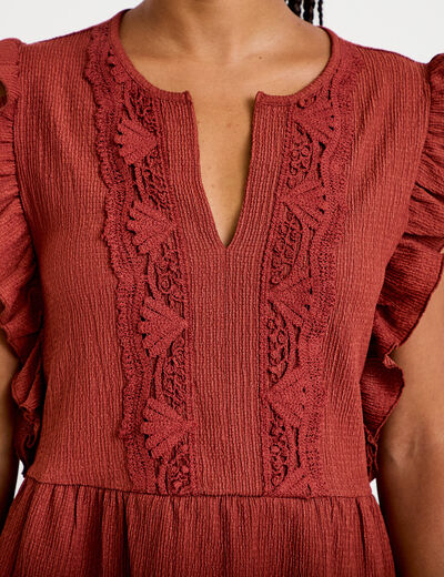 Blouse sans manches col v vieux rose femme