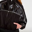 Coupe-vent oversize cropped bi-mati&egrave;re noir femme