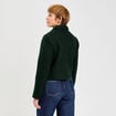 Veste bouclette boutonn&eacute;e vert fonc&eacute; femme