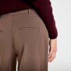 Pantalon large taille haute taupe femme