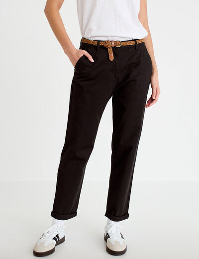 Pantalon chino 7/8&egrave;me noir femme