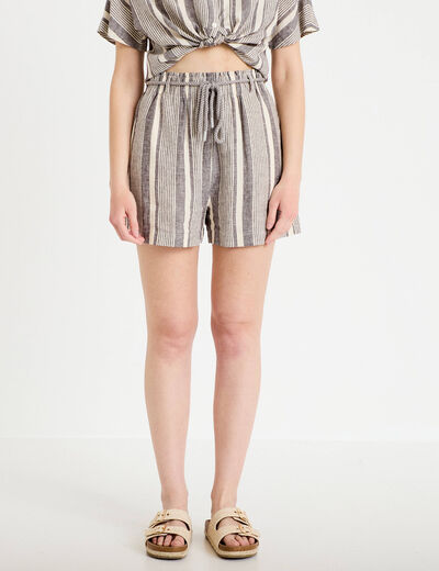 Short regular contenant du lin blanc femme