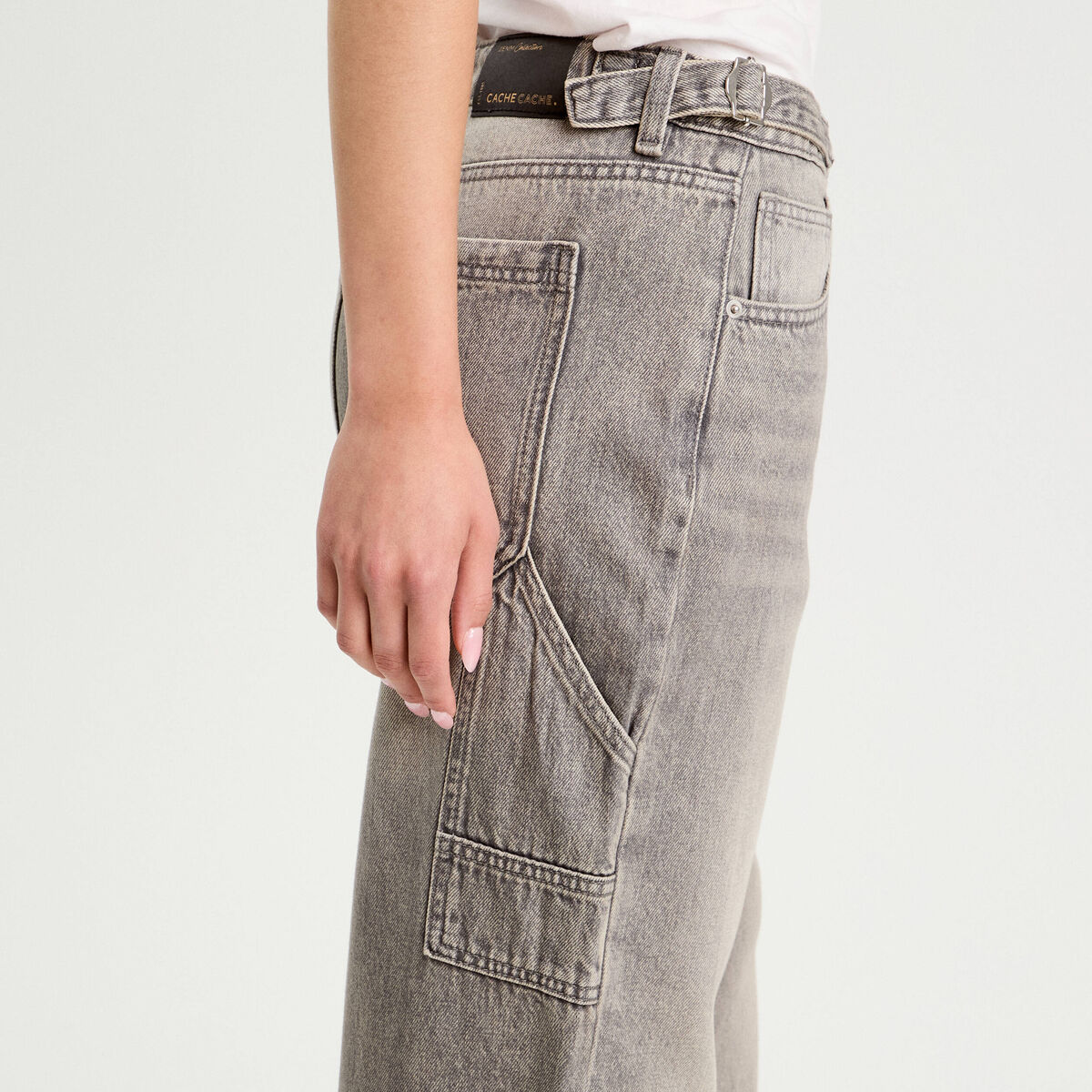 Jeans wide leg carpenter denim gris femme