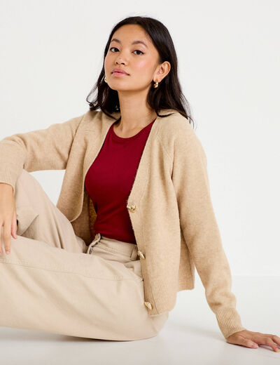Gilet boutons coeur beige femme