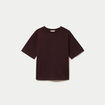 T-shirt col rond manches courtes marron fonc&eacute; femme