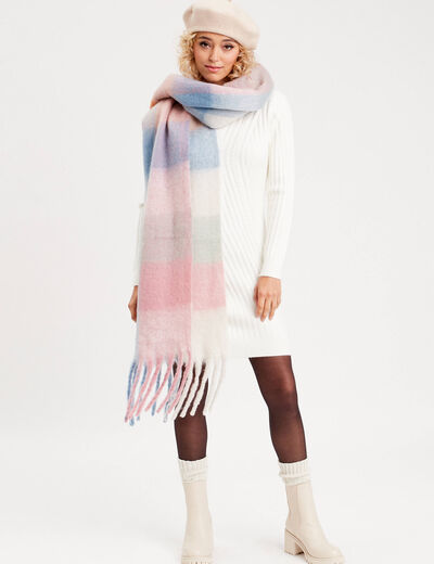 Robe pull &agrave; torsades ecru femme