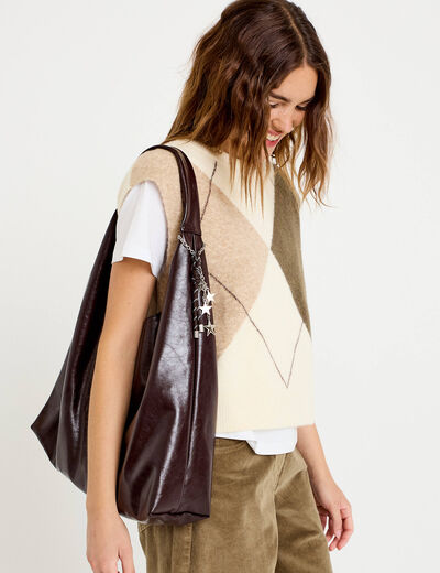 Sac avec pendentif charms bordeaux femme