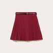 Jupe &eacute;vas&eacute;e pliss&eacute;e ceintur&eacute;e rouge fonc&eacute; femme